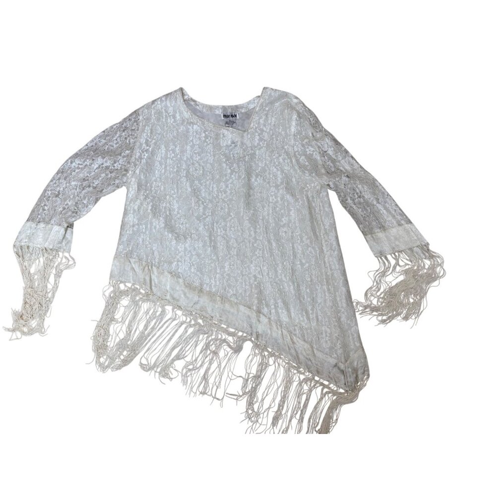 NEW Vintage-Inspired Lace Asymmetrical Top 2X Fringe Hem Angelcore Cottage Core - Picture 4 of 16